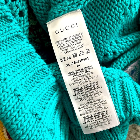 Gucci KNIT COTTON JUMPER WITH ANIMAL EMBROIDERY IN BLUE - Picture 7 of 8